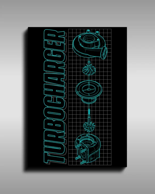 Turbocharger Blue Print Poster